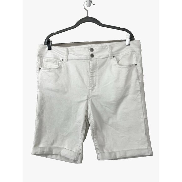 Denim Jean White Bermuda Shorts Butt Lift 16 3XL BBL 2 button Coastal Beach Prep - Picture 1 of 13